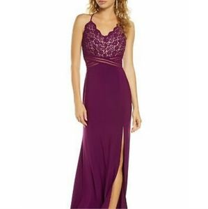 Plum Lace Top Formal Dress